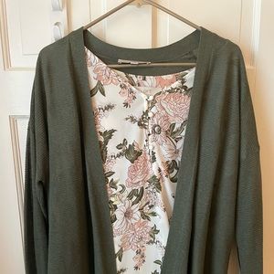 Floral Loft blouse and sweater set